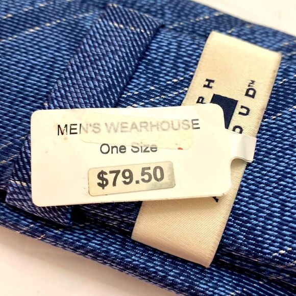 JOSEPH ABBOUD mens wearhouse denim blue color silver 100 % silk length 29 inch - Picture 5 of 6